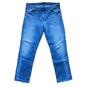 Mens Banana Republic Athletic Jeans 36x32 Blue Denim Distressed 29 Inseam